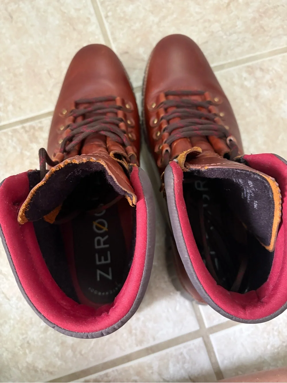 Cole Haan Men's Zerogrand Hiker Waterproof Boots in British Tan leather sz 10